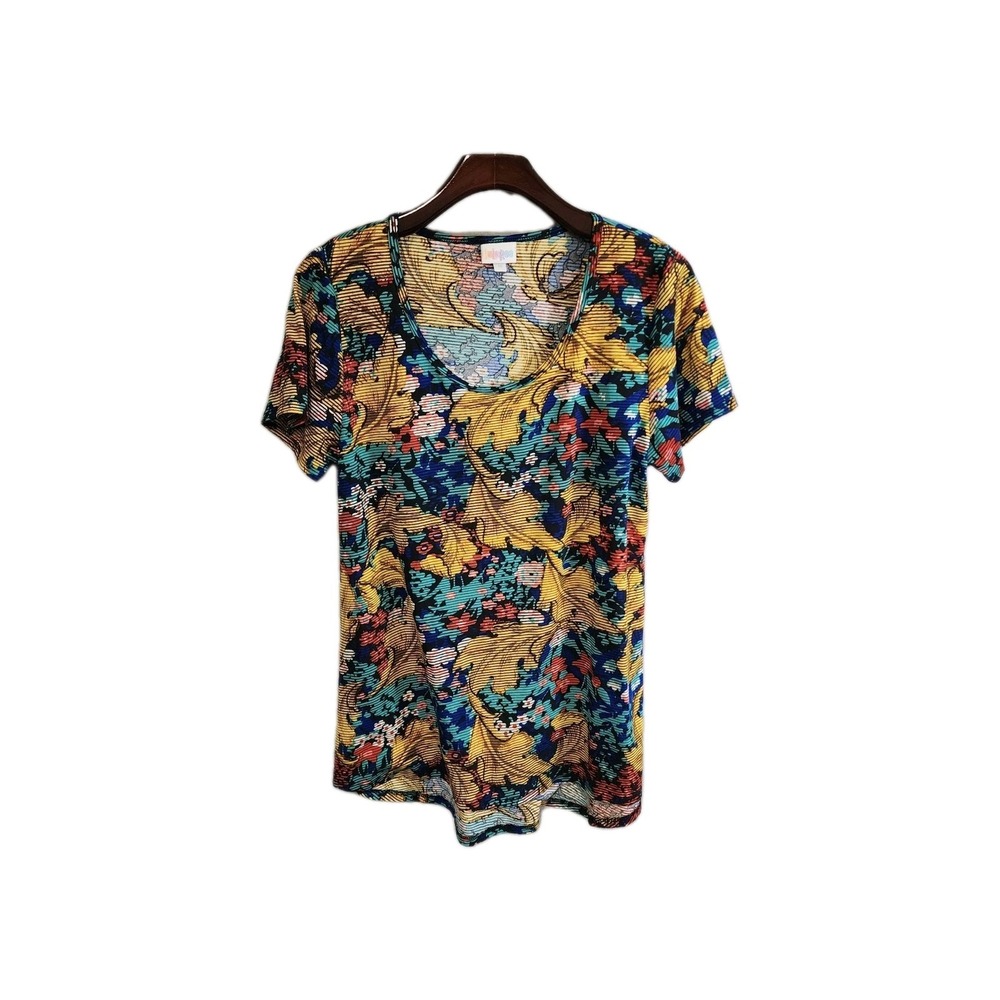 Women LulaRoe Gigi Tunic Floral Multi Color Short Sleave Shirt Size Medium